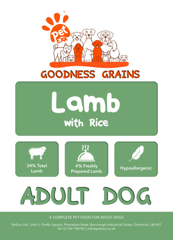 Goodness Grains Lamb with rice adult dog