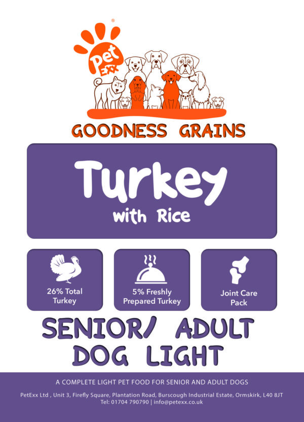 Goodness Grains Turkey with rice adult senior dog