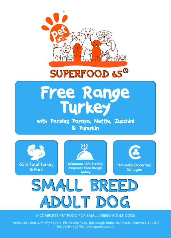 SFE Superfood Free Range Turkey With Parsley, Papaya, Nettle, Zucchini & Pumpkin - Adult Dog - Small Breed