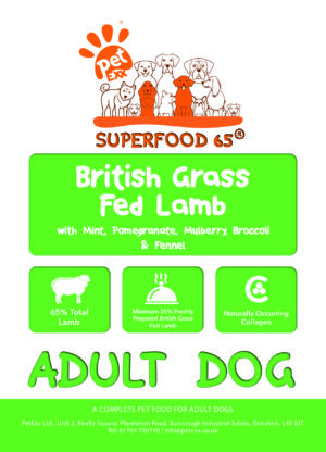 SFL Superfood British Grass - Fed Lamb With Mint, Pomegranate, Mulberry, Broccoli & Fennel - Adult Dog