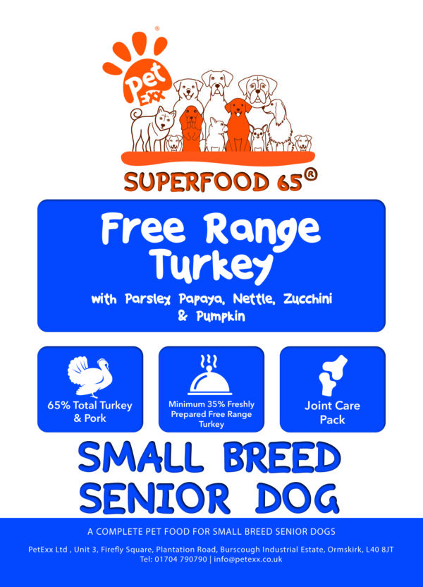 SFM Superfood Free Range Turkey With Parsley, Papaya, Nettle, Zucchini & Pumpkin - Senior Dog - Small Breed