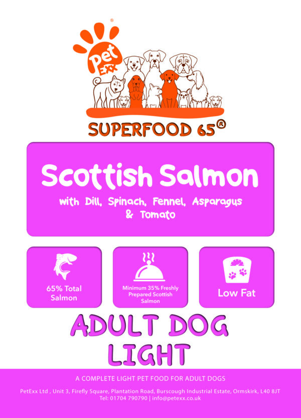 SFV Superfood Scottish Salmon With Dill, Spinach, Fennel, Asparagus & Tomato - Adult Dog - LIGHT
