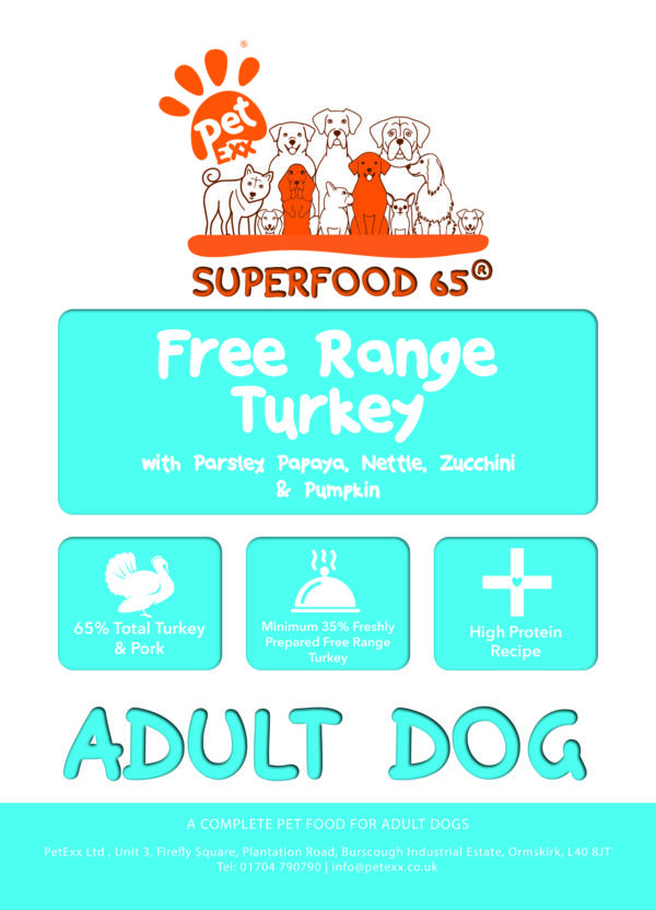SFW Superfood Free Range Turkey With Parsley, Papaya, Nettle, Zucchini & Pumpkin - Adult Dog