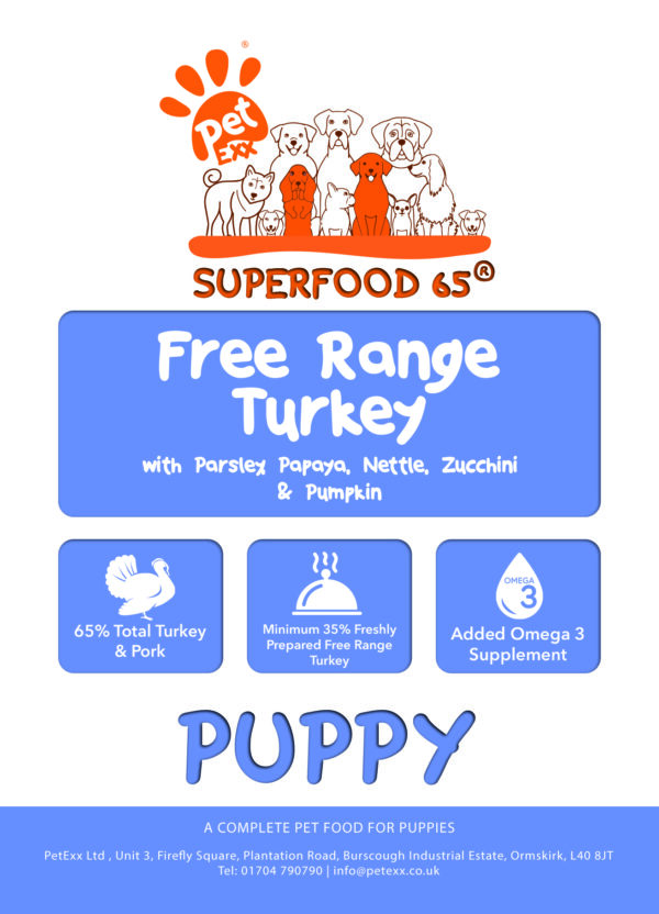Superfood Free Range Turkey With Parsley, Papaya, Nettle, Zucchini & Pumpkin - Puppy